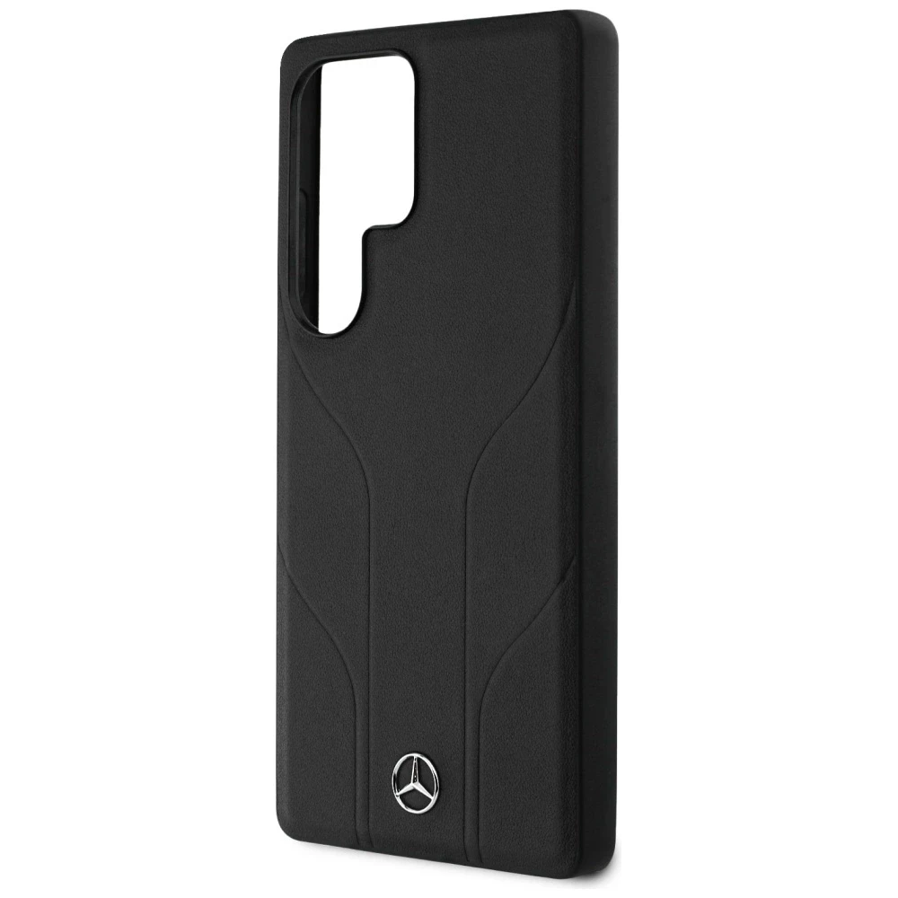Mercedes Leather Debossed Lines MagSafe dėklas Samsung Galaxy S25 Ultra juodos spalvos