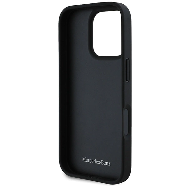 Mercedes MB Waves Leather Apple iPhone 16 Pro Case - dėklas telefonui juodos spalvos