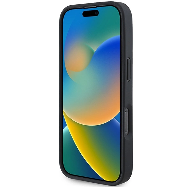 Mercedes MB Waves Leather Apple iPhone 16 Pro Case - dėklas telefonui juodos spalvos