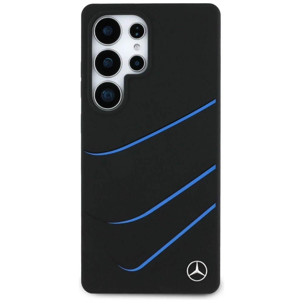 Mercedes Silicone Contrasted Curves MagSafe dėklas Samsung Galaxy S25 Ultra juodos spalvos