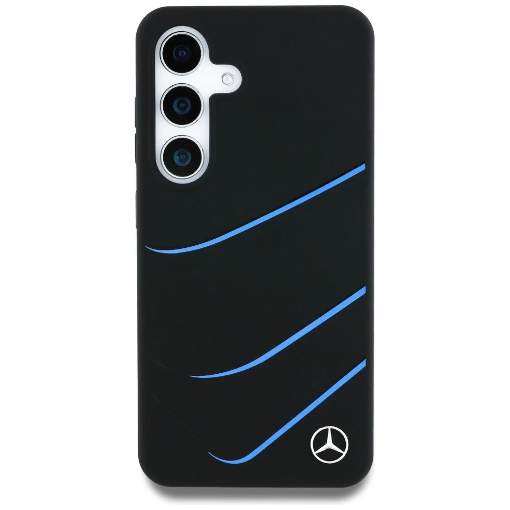 Mercedes Silicone Contrasted Curves MagSafe dėklas Samsung Galaxy S25 juodos spalvos