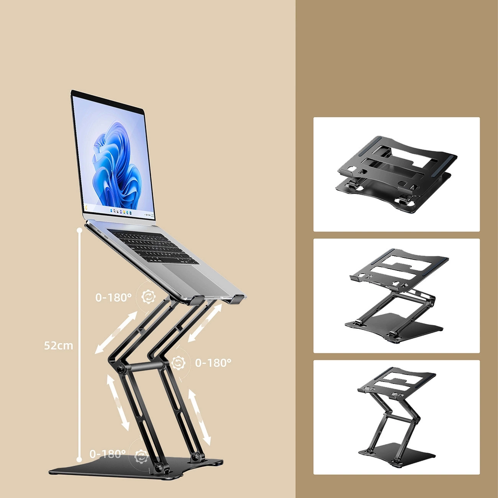 Nešiojamas kompiuteris stand Wozinsky WRS-CPY75DSB aluminum + Free! smartphone stand - juodas