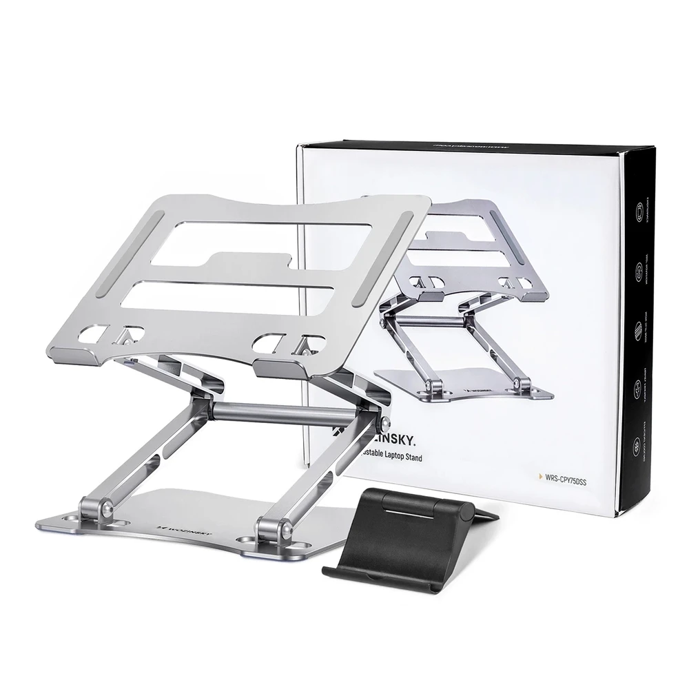 Wozinsky WRS-CPY75DSS aluminum nešiojamo kompiuterio stovas – sidabro spalvos