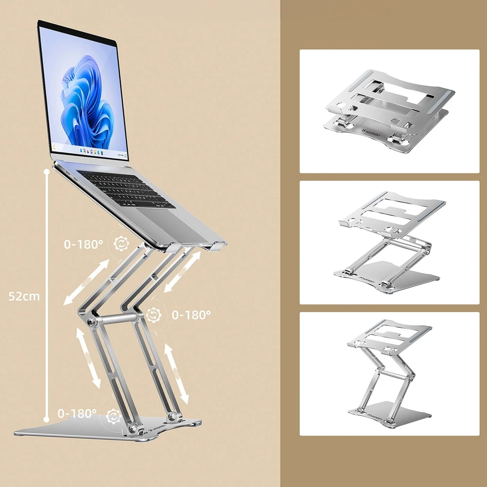 Wozinsky WRS-CPY75DSS aluminum nešiojamo kompiuterio stovas – sidabro spalvos