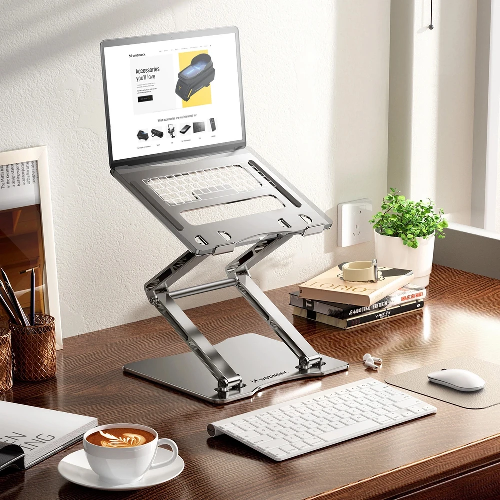 Wozinsky WRS-CPY75DSS aluminum nešiojamo kompiuterio stovas – sidabro spalvos