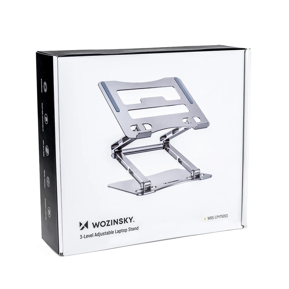 Wozinsky WRS-CPY75DSS aluminum nešiojamo kompiuterio stovas – sidabro spalvos