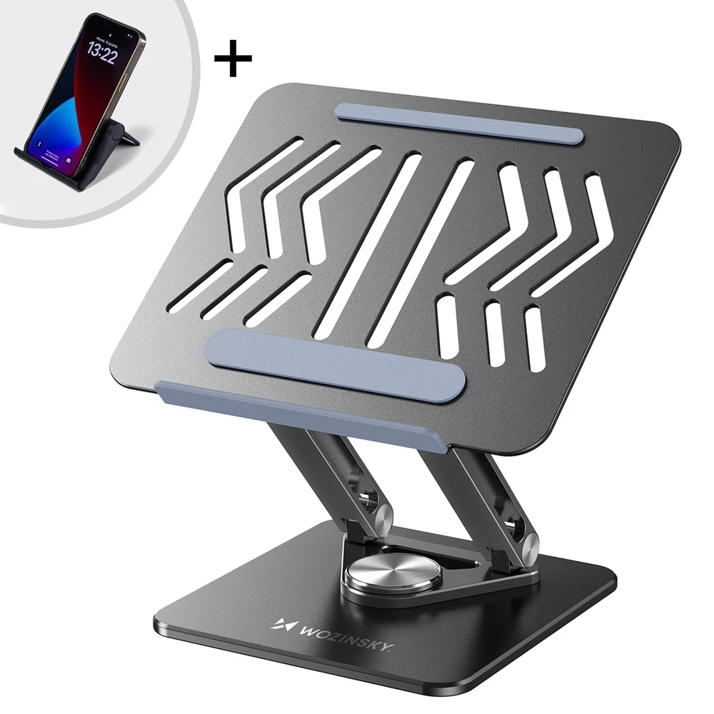 Nešiojamas kompiuteris stand Wozinsky WRS-CPY84SB 360 aluminum – juodos spalvos