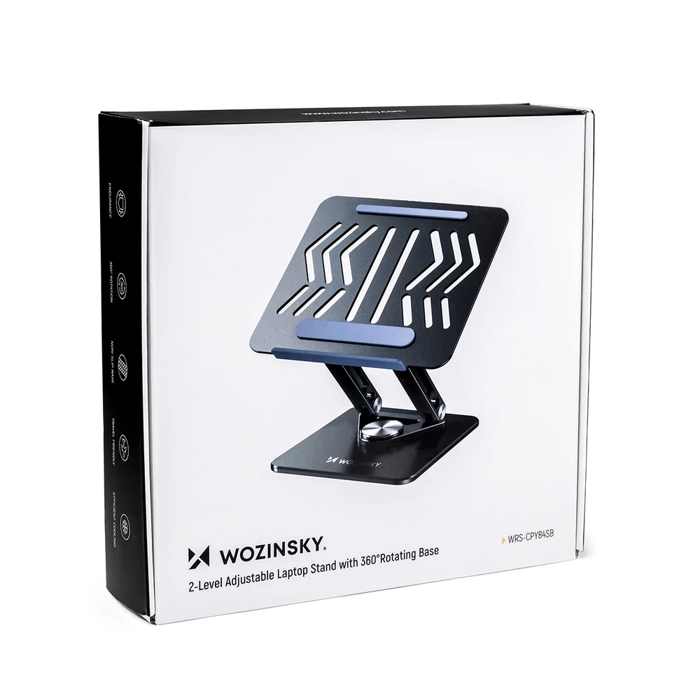 Nešiojamas kompiuteris stand Wozinsky WRS-CPY84SB 360 aluminum – juodos spalvos
