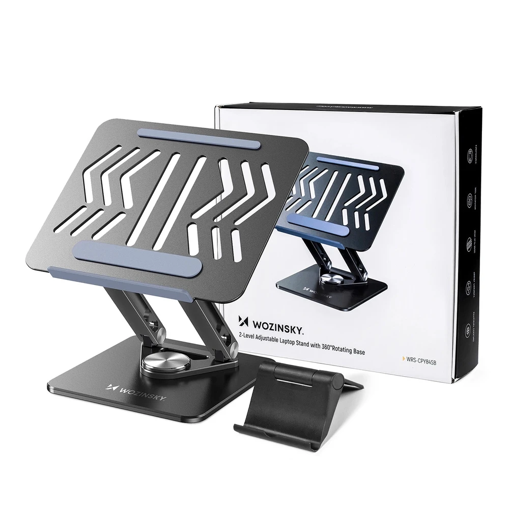 Nešiojamas kompiuteris stand Wozinsky WRS-CPY84SB 360 aluminum – juodos spalvos