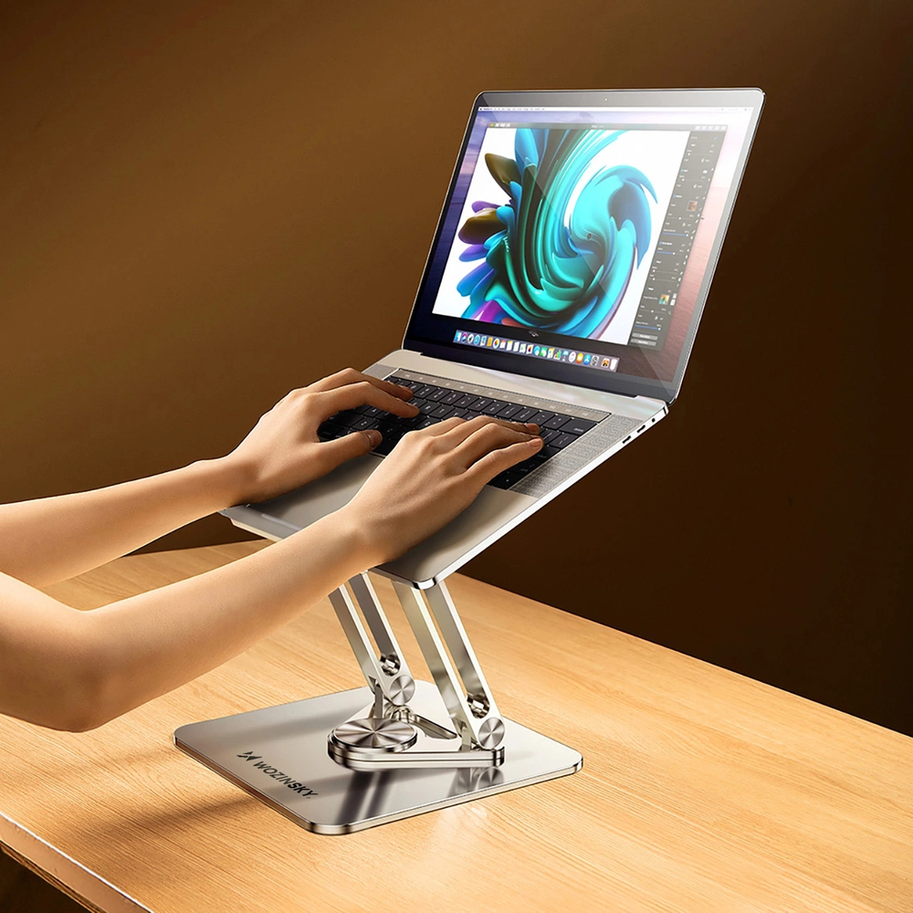 Nešiojamas kompiuteris stand Wozinsky WRS-CPY84SS aluminum + Free! smartphone stand - sidabrinis