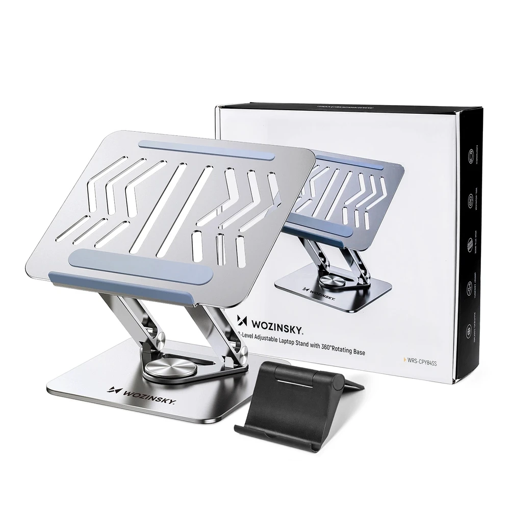 Wozinsky WRS-CPY84SS Aluminum nešiojamo kompiuterio stovas – sidabro spalvos