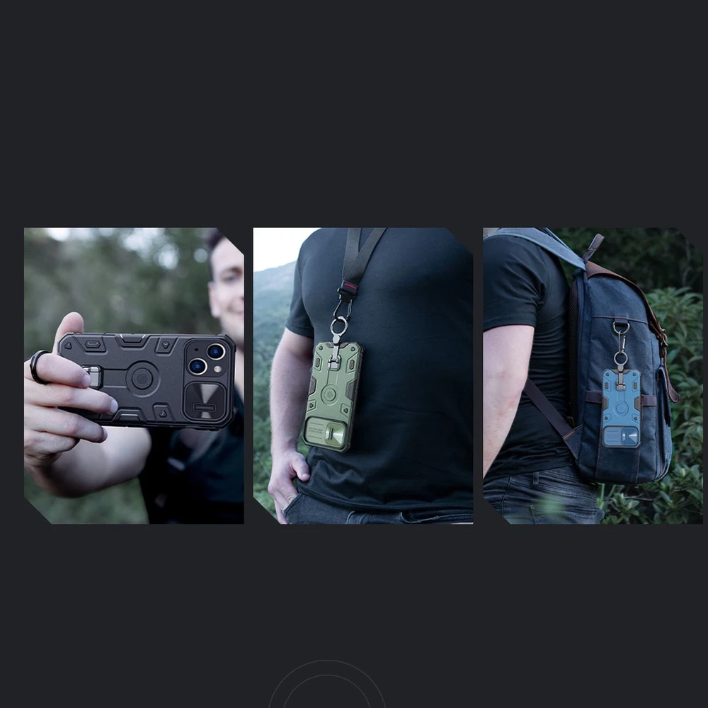 Nillkin CamShield Armor Pro Apple iPhone 14 Plus armored with camera ring stand dėklas telefonui mėlynos spalvos