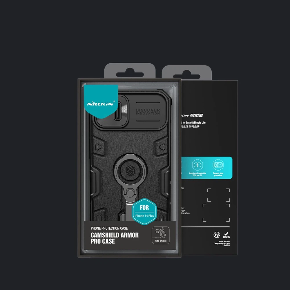 Nillkin CamShield Armor Pro Apple iPhone 14 Plus armored with camera ring stand dėklas telefonui mėlynos spalvos
