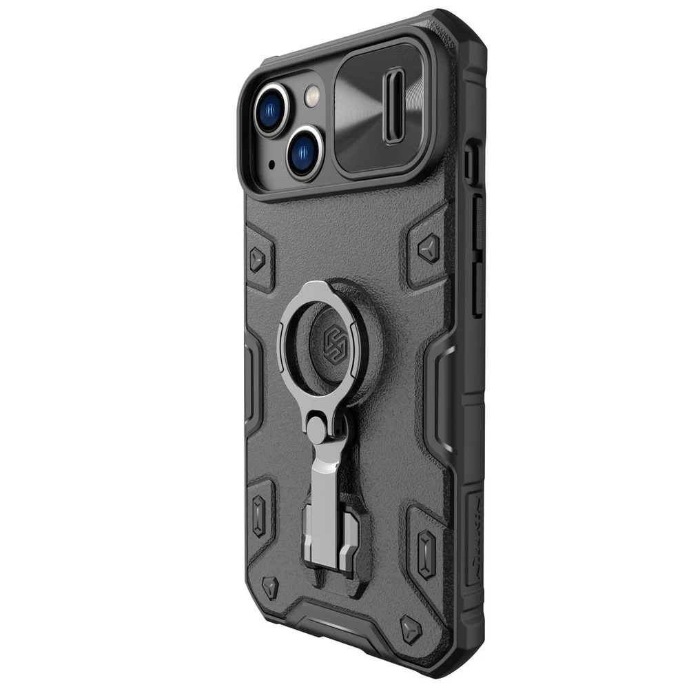 Nillkin CamShield Armor Pro Magnetic Apple iPhone 14 Plus MagSafe armored stand ring dėklas telefonui juodos spalvos