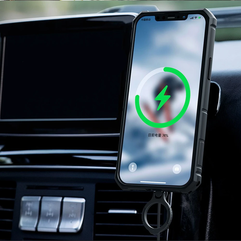 Nillkin CamShield Armor Pro Magnetic Apple iPhone 14 Plus MagSafe armored stand ring dėklas telefonui juodos spalvos