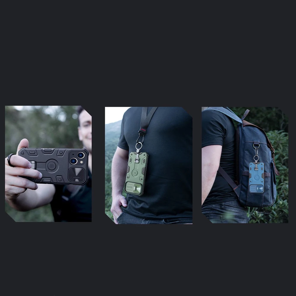 Nillkin CamShield Armor Pro Magnetic Apple iPhone 14 Plus MagSafe armored stand ring dėklas telefonui juodos spalvos