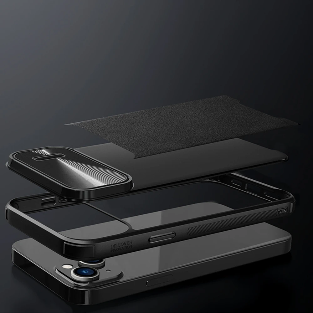 Nillkin CamShield Leather S Apple iPhone 14 Plus with camera dėklas telefonui mėlynos spalvos