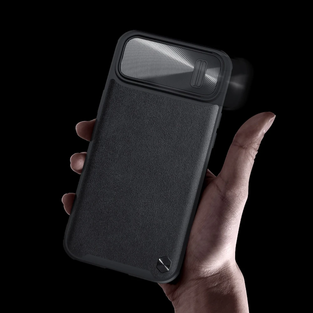 Nillkin CamShield Leather S Apple iPhone 14 Plus with camera dėklas telefonui mėlynos spalvos