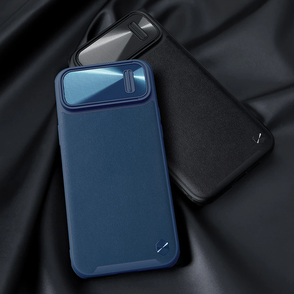 Apple iPhone 14 Plus Nillkin Camshield Leather S dėklas juodos spalvos