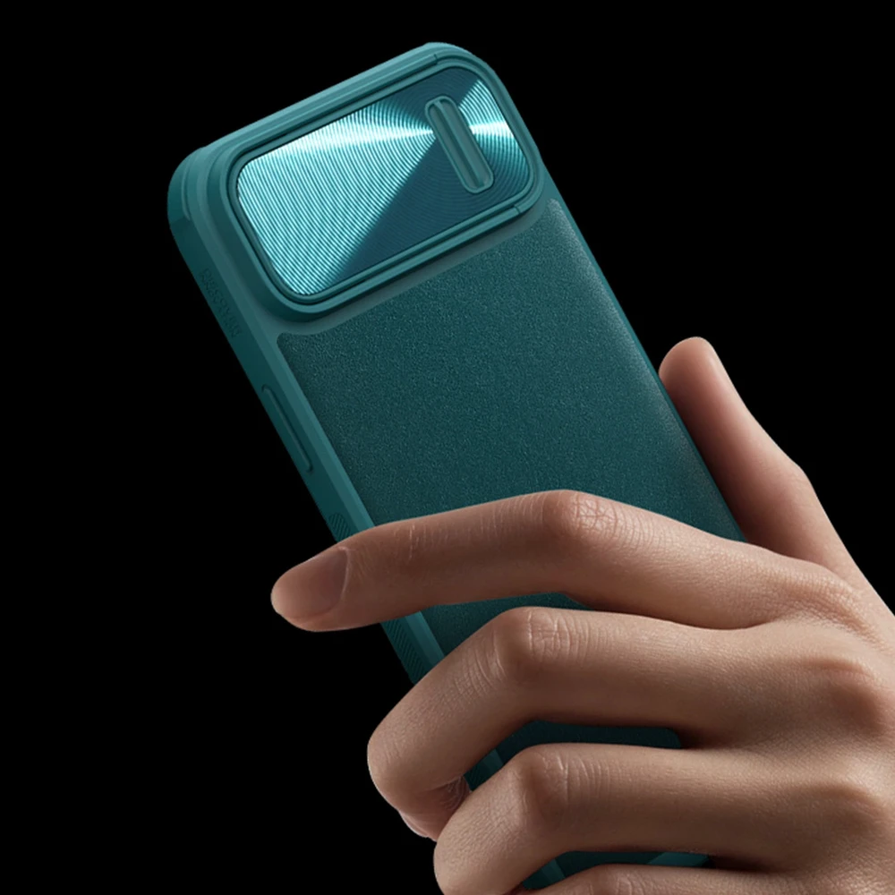 Nillkin CamShield Leather S Apple iPhone 14 Plus with camera dėklas telefonui žalios spalvos