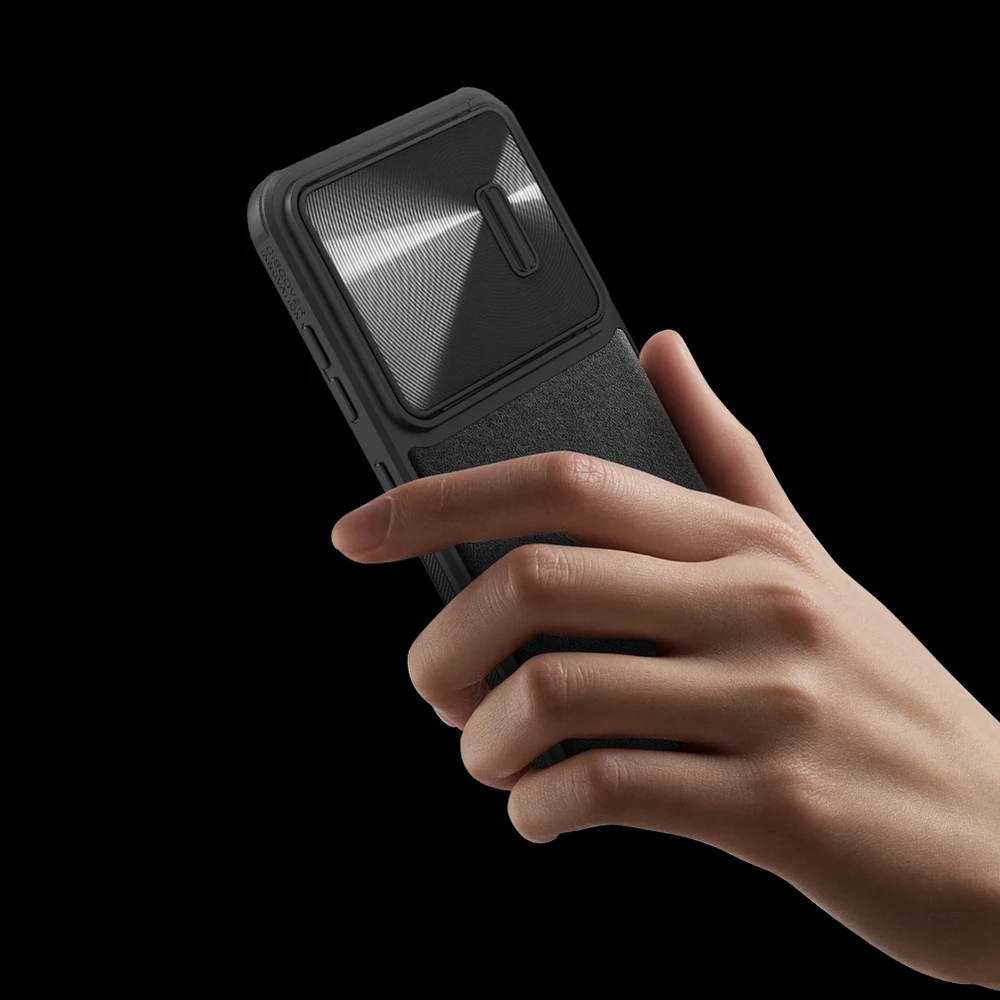 Nillkin CamShield Leather S Samsung Galaxy S23 Plus camera dėklas telefonui juodos spalvos