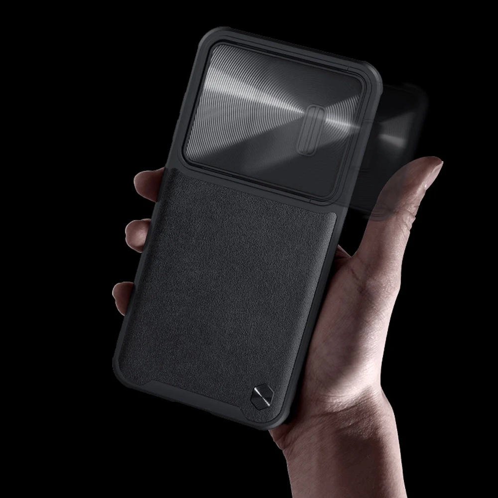 Nillkin CamShield Leather S Samsung Galaxy S23 Plus camera dėklas telefonui juodos spalvos