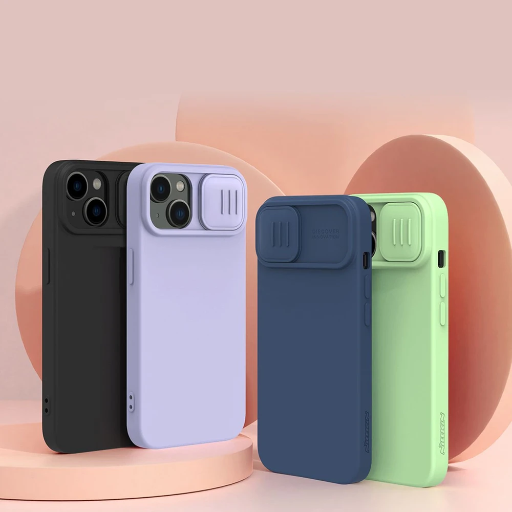Dėklas Nillkin CamShield Silky Magnetic Silicone Apple iPhone 14 Plus šviesiai violetinis