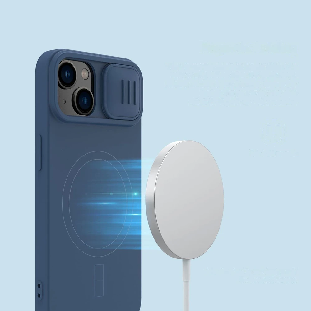 Dėklas Nillkin CamShield Silky Magnetic Silicone Apple iPhone 14 Plus šviesiai violetinis