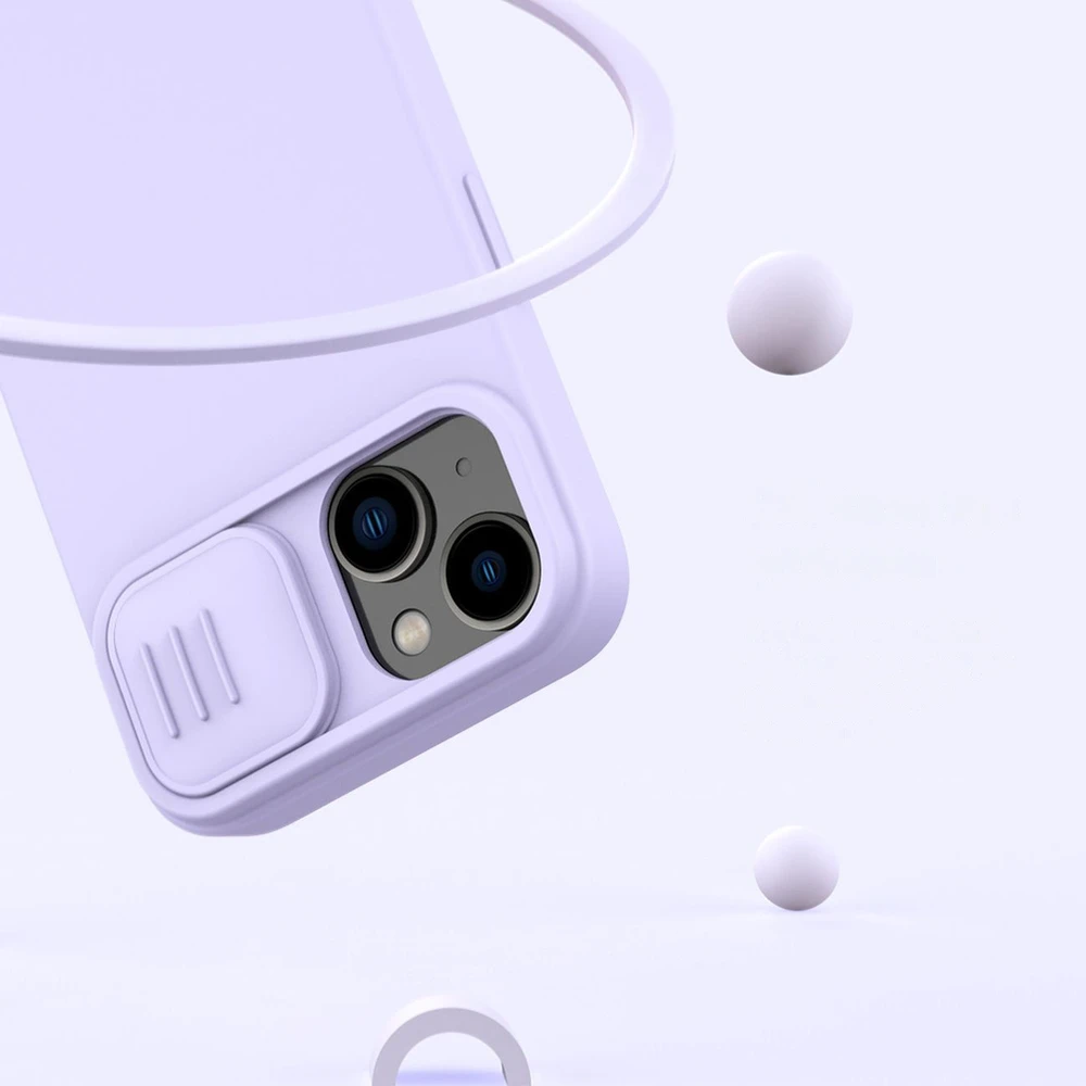 Dėklas Nillkin CamShield Silky Magnetic Silicone Apple iPhone 14 Plus šviesiai violetinis