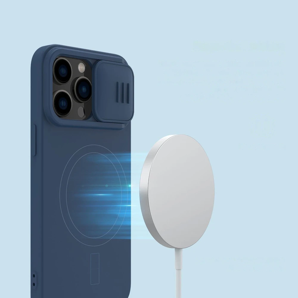 Dėklas Nillkin CamShield Silky Magnetic Silicone Apple iPhone 14 Pro Max šviesiai žalias
