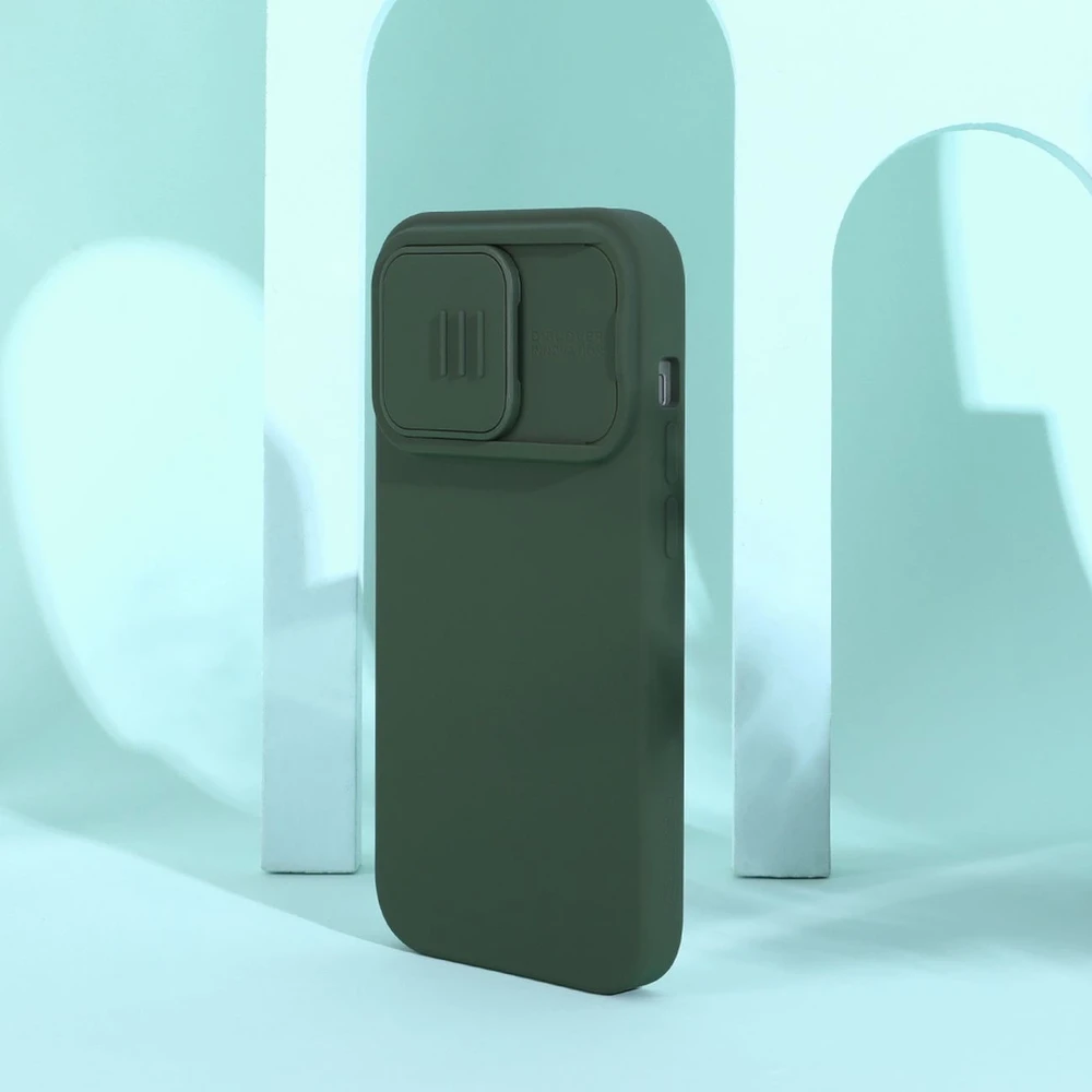 Dėklas Nillkin CamShield Silky Magnetic Silicone Apple iPhone 14 Pro Max šviesiai žalias