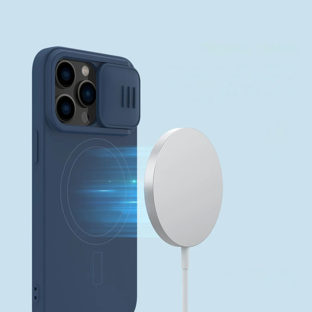 Dėklas Nillkin CamShield Silky Magnetic Silicone Apple iPhone 14 Pro šviesiai žalias