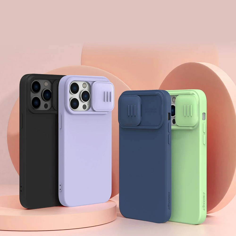 Dėklas Nillkin CamShield Silky Magnetic Silicone Apple iPhone 14 Pro Max šviesiai žalias