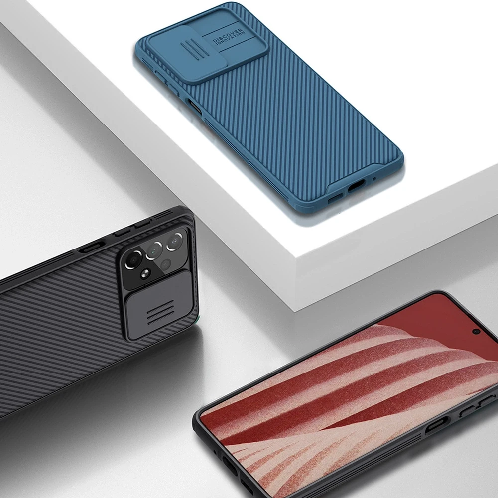 Nillkin CamShield Pro Armored Camera Protector Samsung Galaxy A73 dėklas telefonui mėlynos spalvos