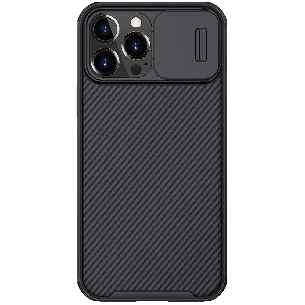 „Nillkin CamShield Pro Magnetic Case“ šarvuotas dėklas, skirtas „iPhone 13 Pro Max“ ir kameros apsaugai, juodas (suderinamas su „MagSafe“)