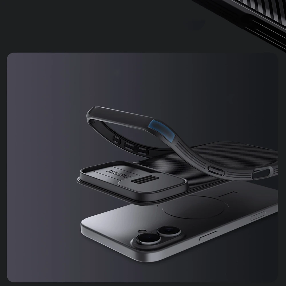 Nillkin CamShield PRO Hard Apple iPhone 16 dėklas telefonui juodos spalvos