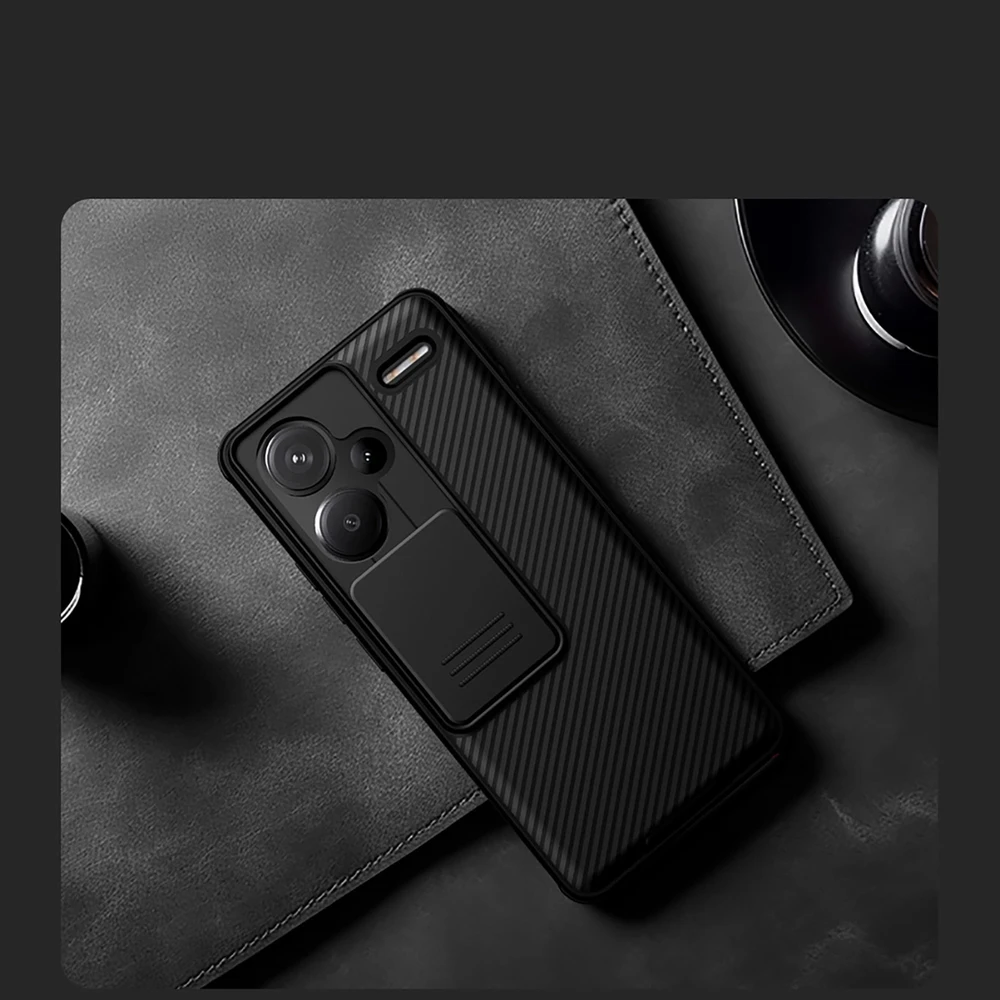 Xiaomi Redmi Note 13 Pro+ 5G Nillkin CamShield Pro dėklas telefonui juodos spalvos