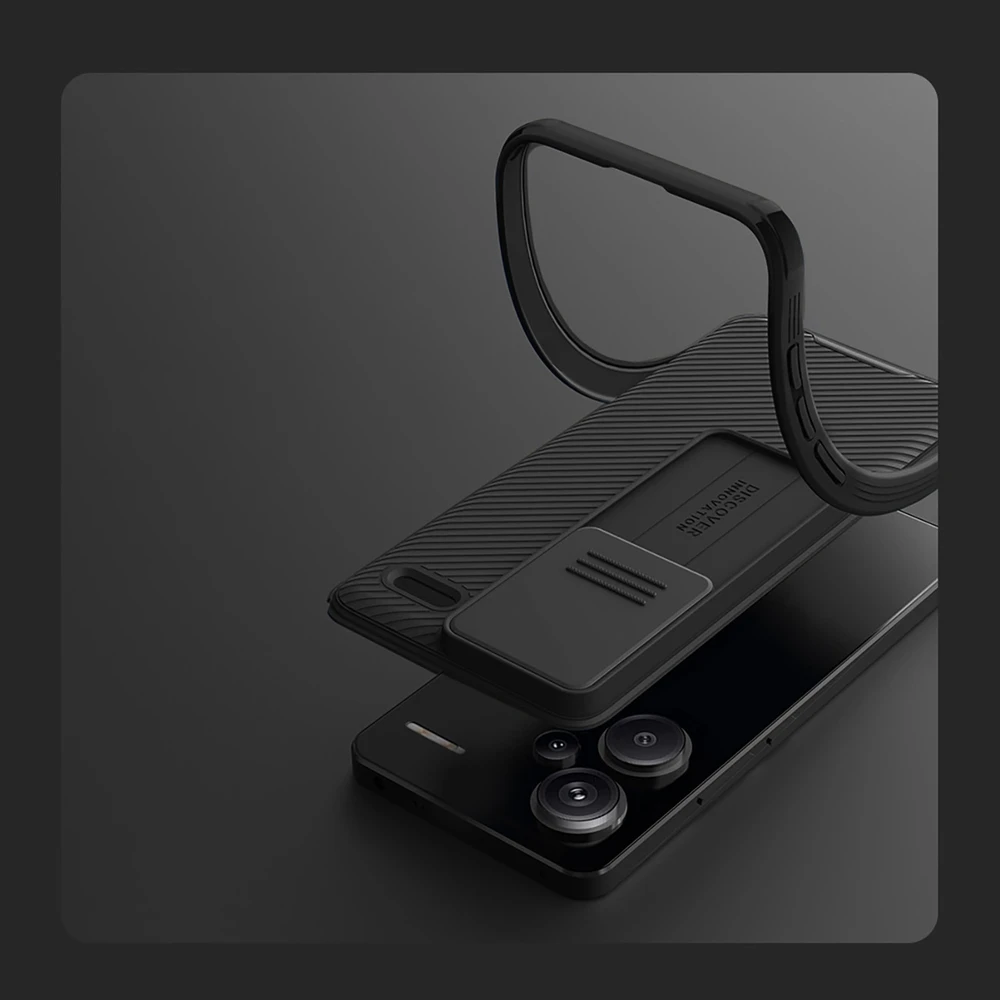 Xiaomi Redmi Note 13 Pro+ 5G Nillkin CamShield Pro dėklas telefonui juodos spalvos