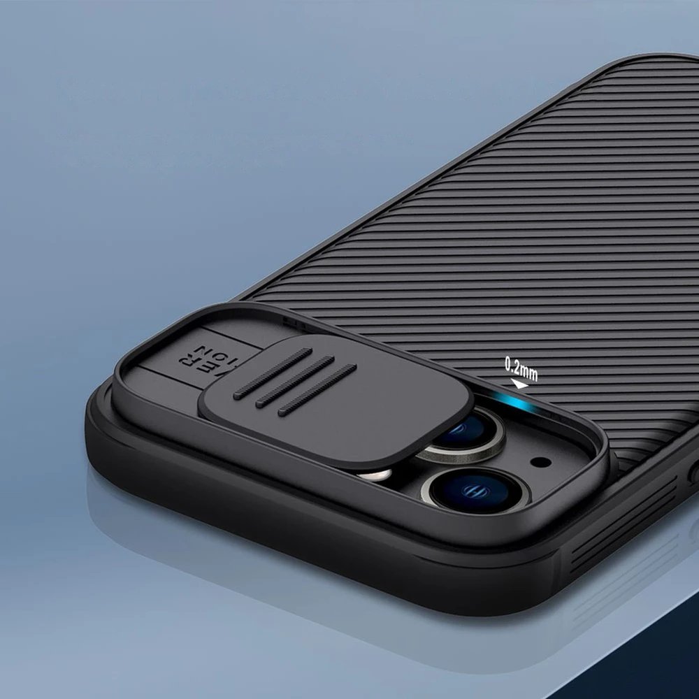 Nillkin CamShield Pro Apple iPhone 14 Plus Armored Camera Protector dėklas telefonui mėlynos spalvos