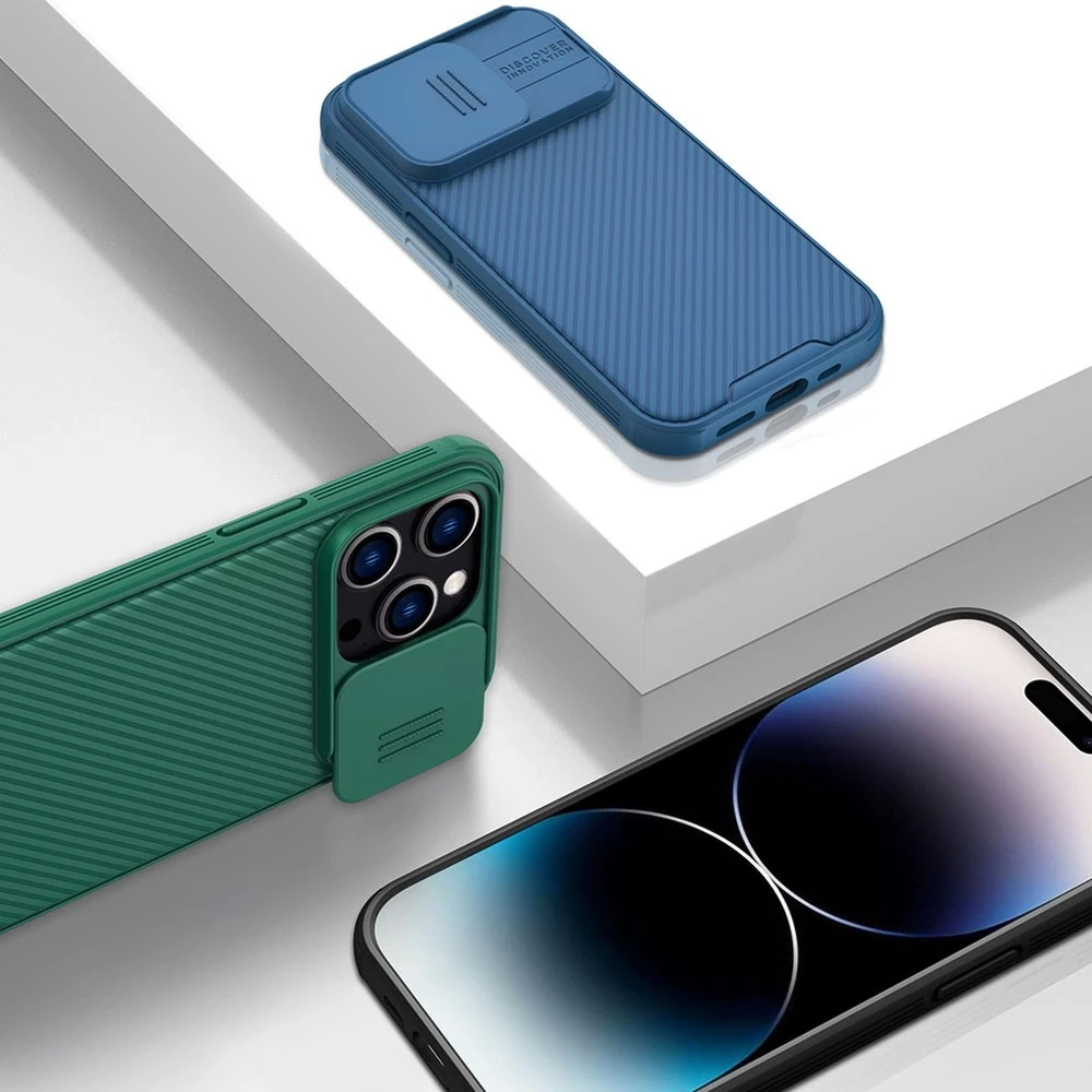 Dėklas Nillkin CamShield Pro Apple iPhone 14 Pro mėlynas