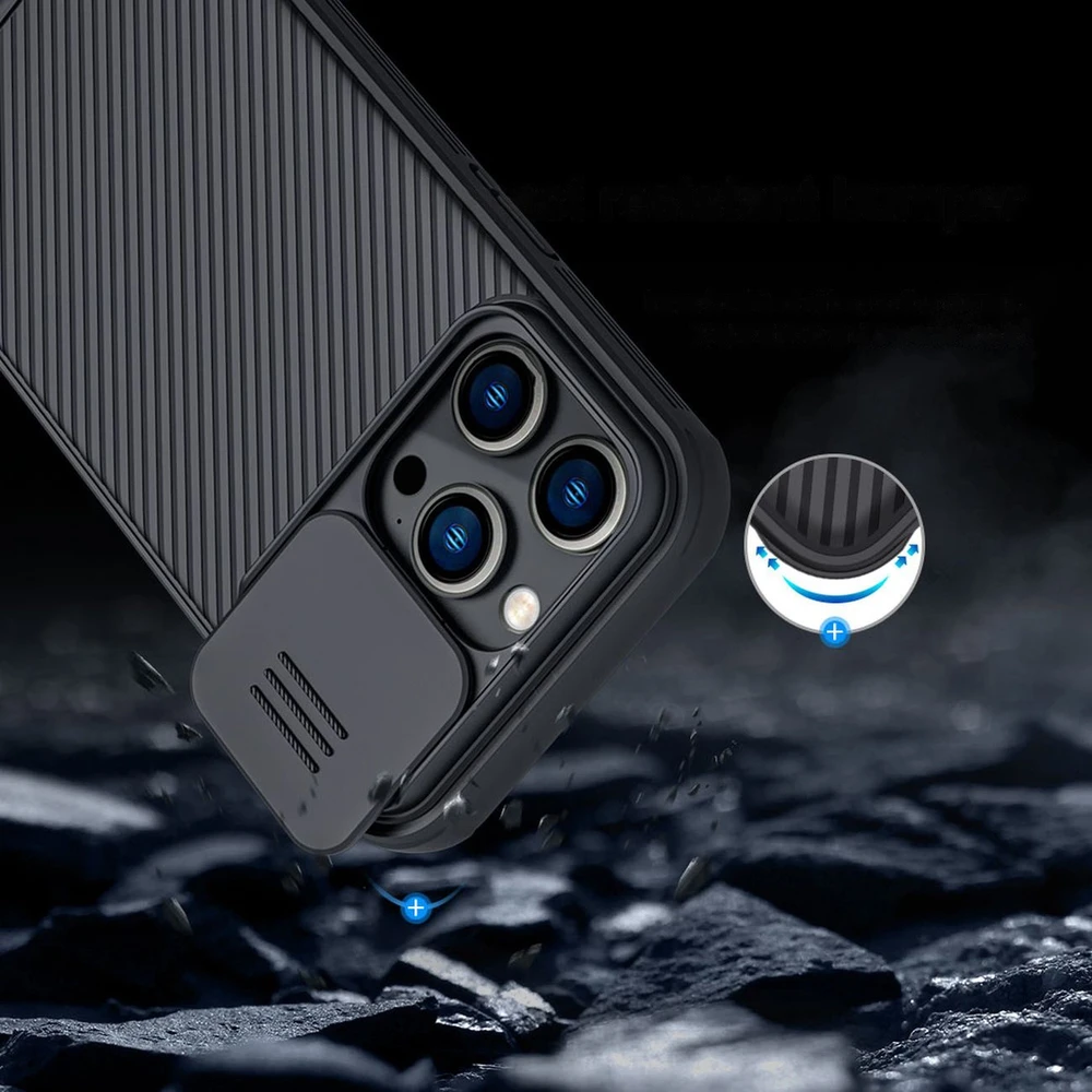 Dėklas Nillkin CamShield Pro Apple iPhone 14 Pro mėlynas