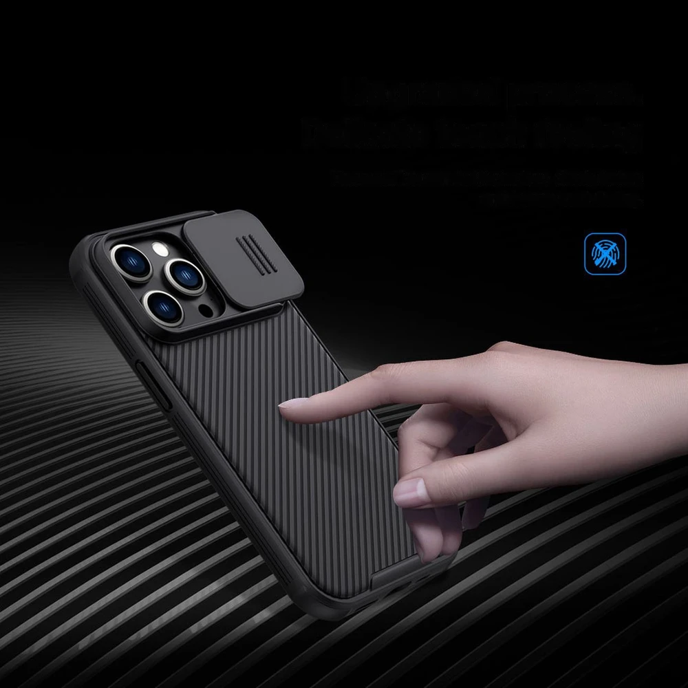 Dėklas Nillkin CamShield Pro Apple iPhone 14 Pro mėlynas