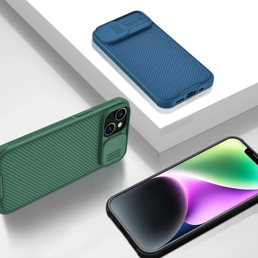 Nillkin CamShield Pro Apple iPhone 14 Plus Armored Camera Protector dėklas telefonui žalios spalvos