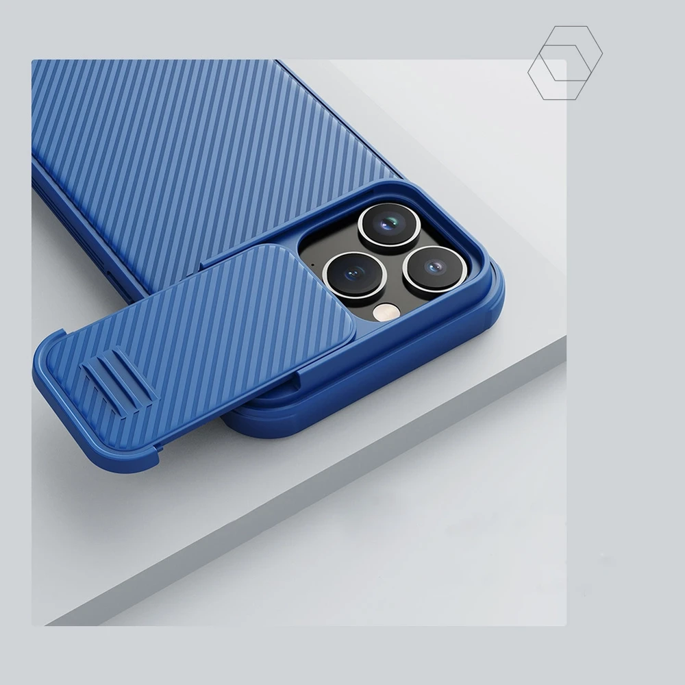 Nillkin CamShield S Apple iPhone 14 Pro Max Armored Camera Protector dėklas telefonui mėlynos spalvos