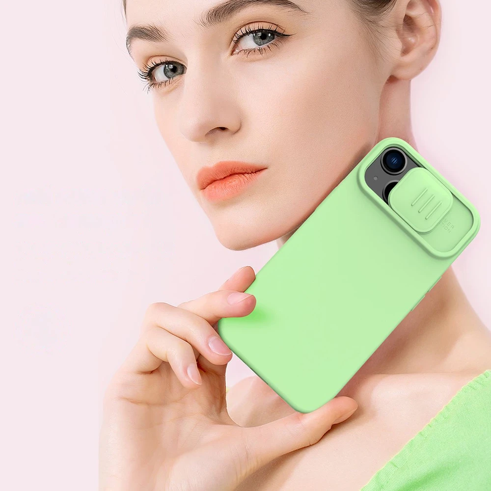 Nillkin CamShield Silky silikoninis Apple iPhone 14 Plus with camera dėklas telefonui žalios spalvos
