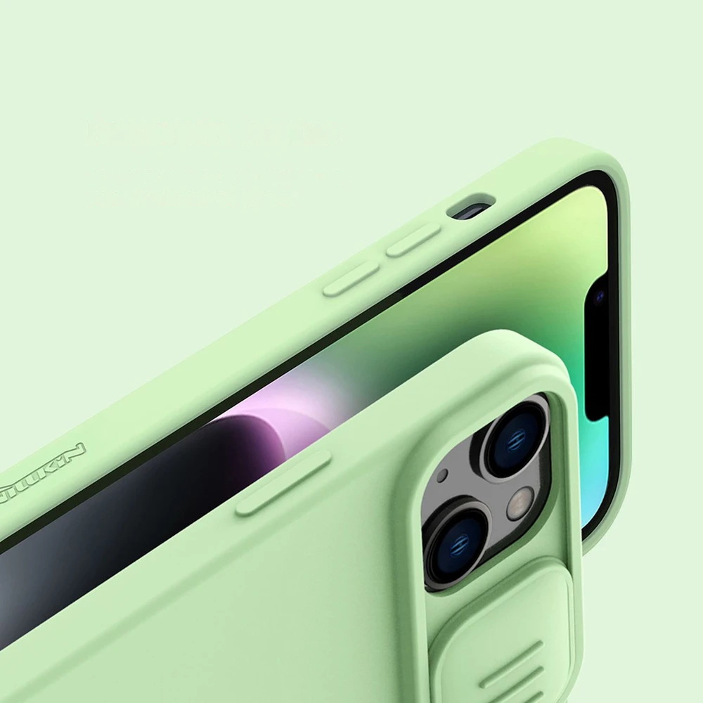 Nillkin CamShield Silky silikoninis Apple iPhone 14 Plus with camera dėklas telefonui žalios spalvos