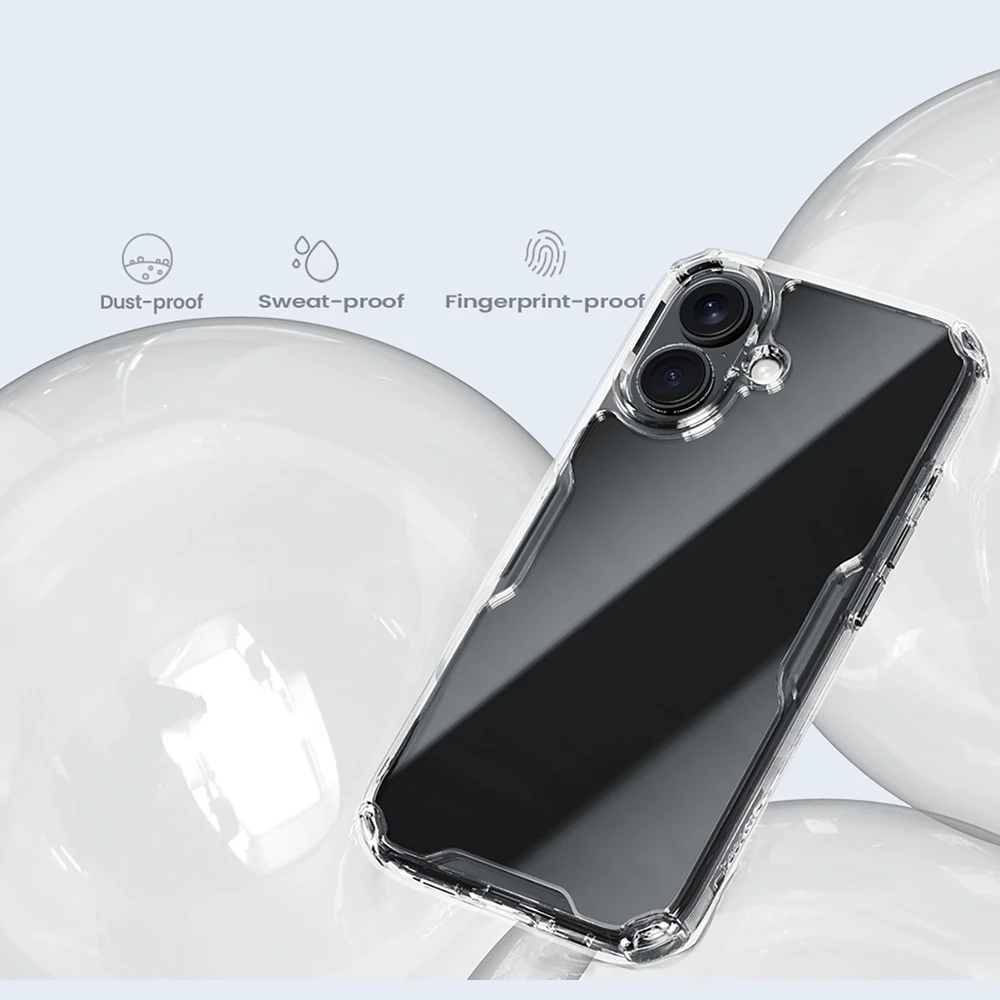 Nillkin Nature Pro iPhone 16 – dėklas telefonui skaidrus and dėklas telefonui baltos spalvos