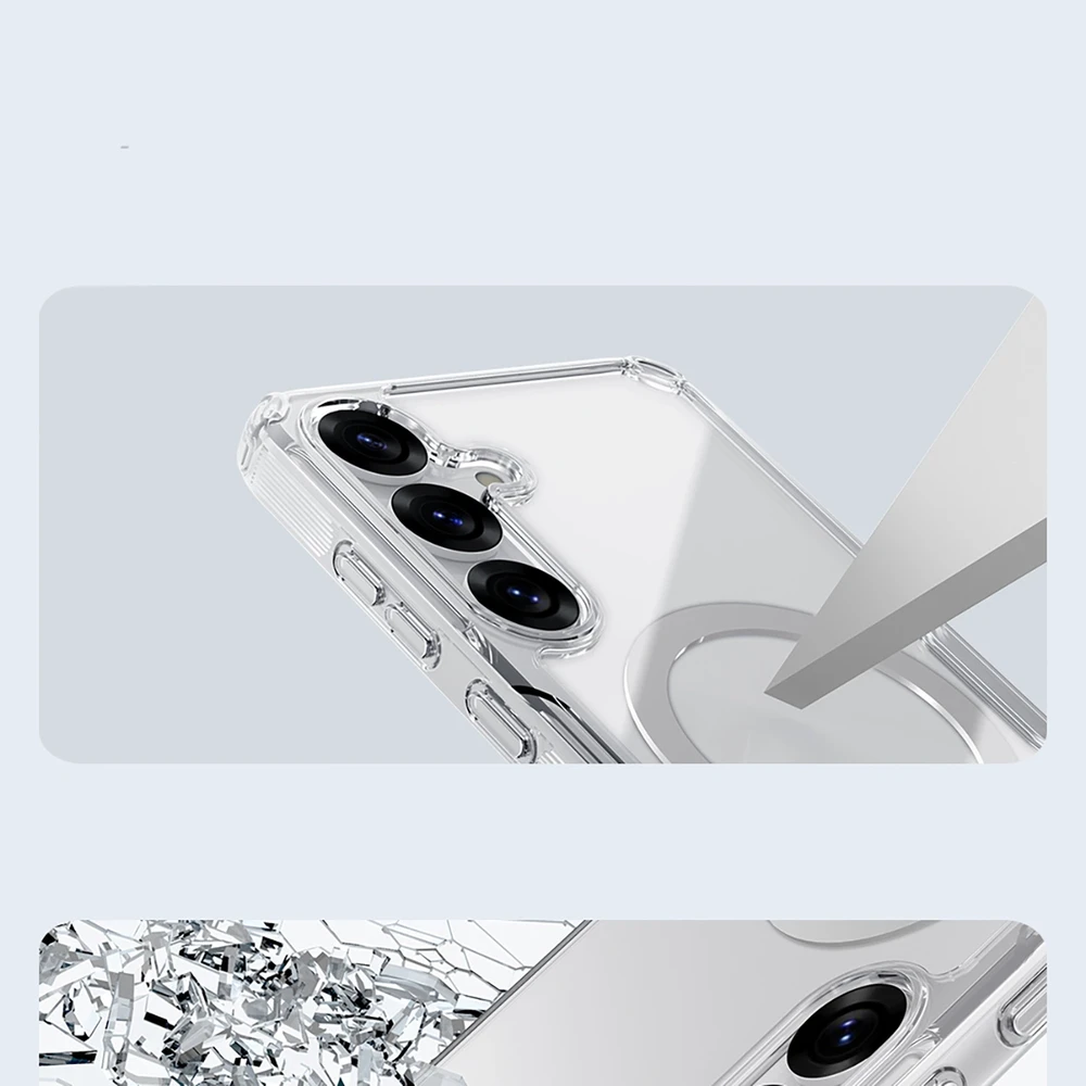 „Nillkin Nature TPU Pro“ magnetinis dėklas, skirtas „MagSafe“ telefonui „Samsung S25“ (baltas)