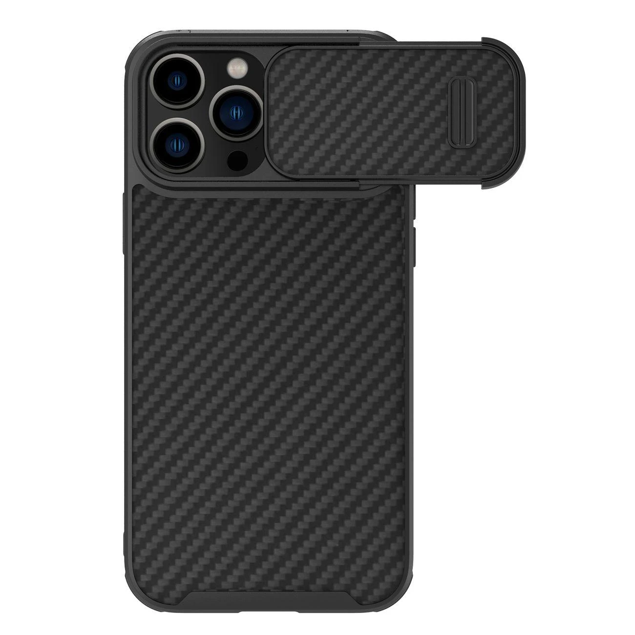 Nillkin Synthetic Fiber S Apple iPhone 14 Pro Max with camera, dėklas telefonui juodos spalvos