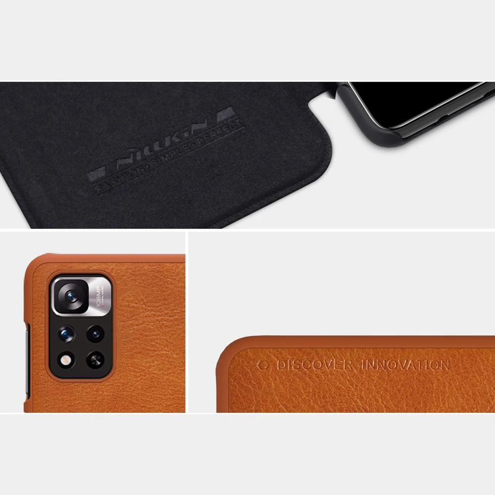 Dėklas NILLKIN QIN BOOK LEATHER CASE XIAOMI REDMI NOTE 11 PRO/11 PRO+ BROWN